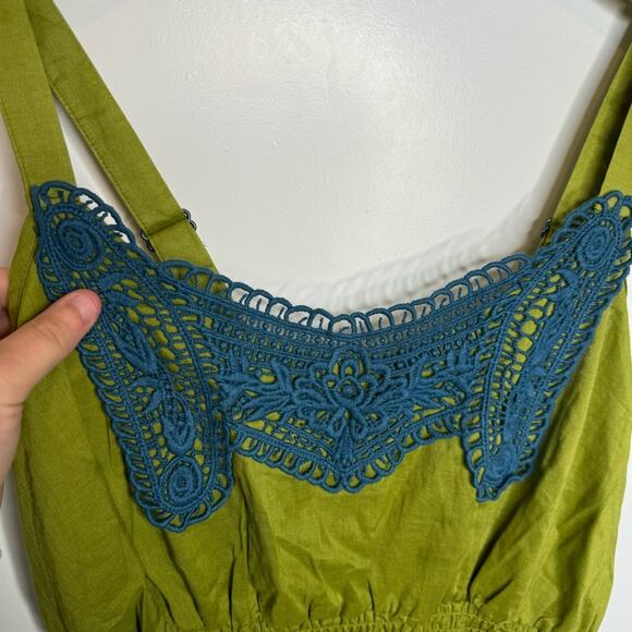 NWT Matilda Jane Green Crochet Trim Asymmetrical Hem Tank Dress Size Medium - Picture 4 of 7